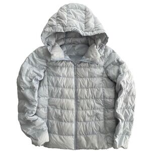 UNIQLO Ultra Light Down Hooded Puffer Jacket Womens Small Gray Grey Lightweight